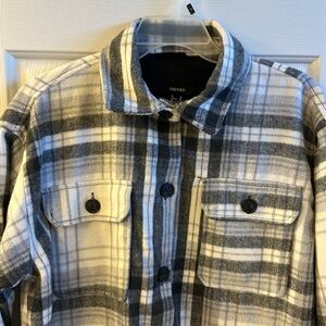 Good  condition plaid flannel shacket- (shirt-jacket)